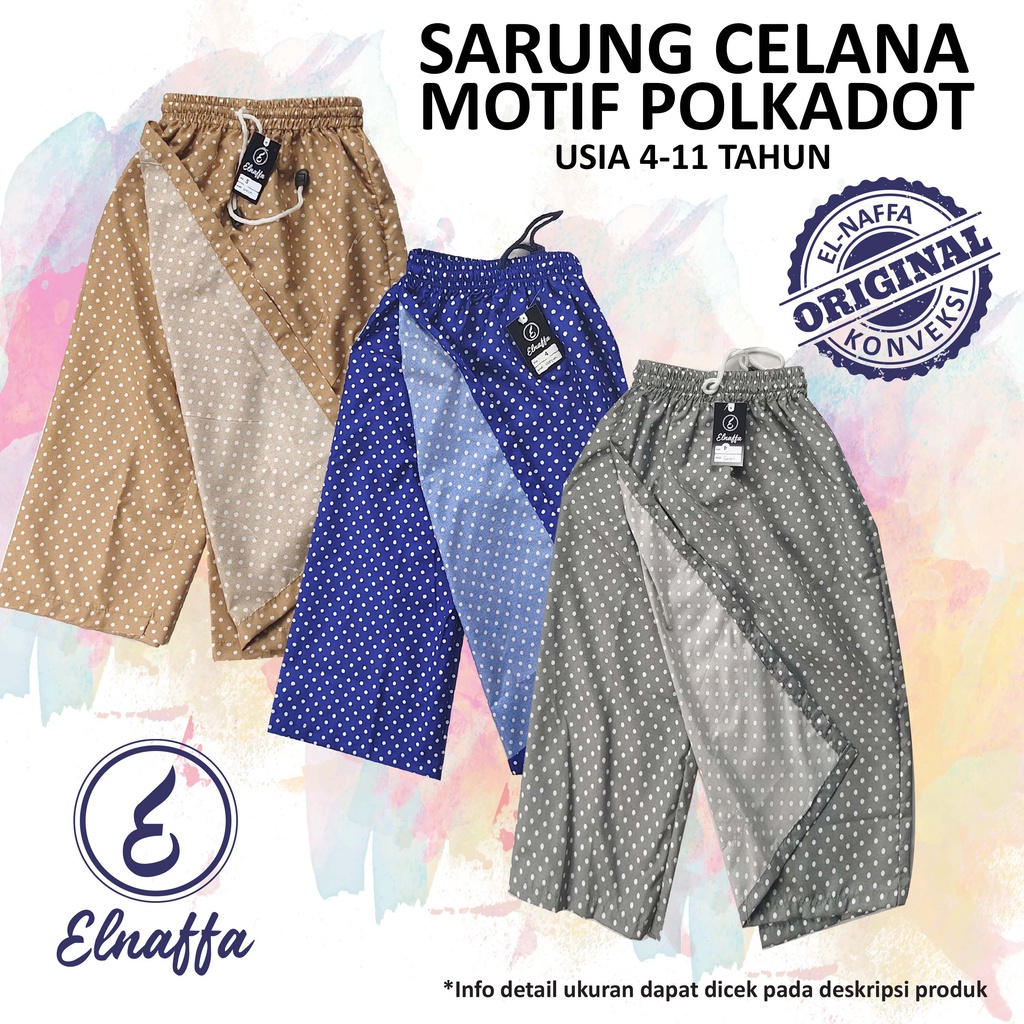 EL-NAFFA Sarung Celana Anak. Sarung Instan. Sarung Celana Anak Laki-laki Motif Polkadot Usia 4-11th (BISA COD) SCPo