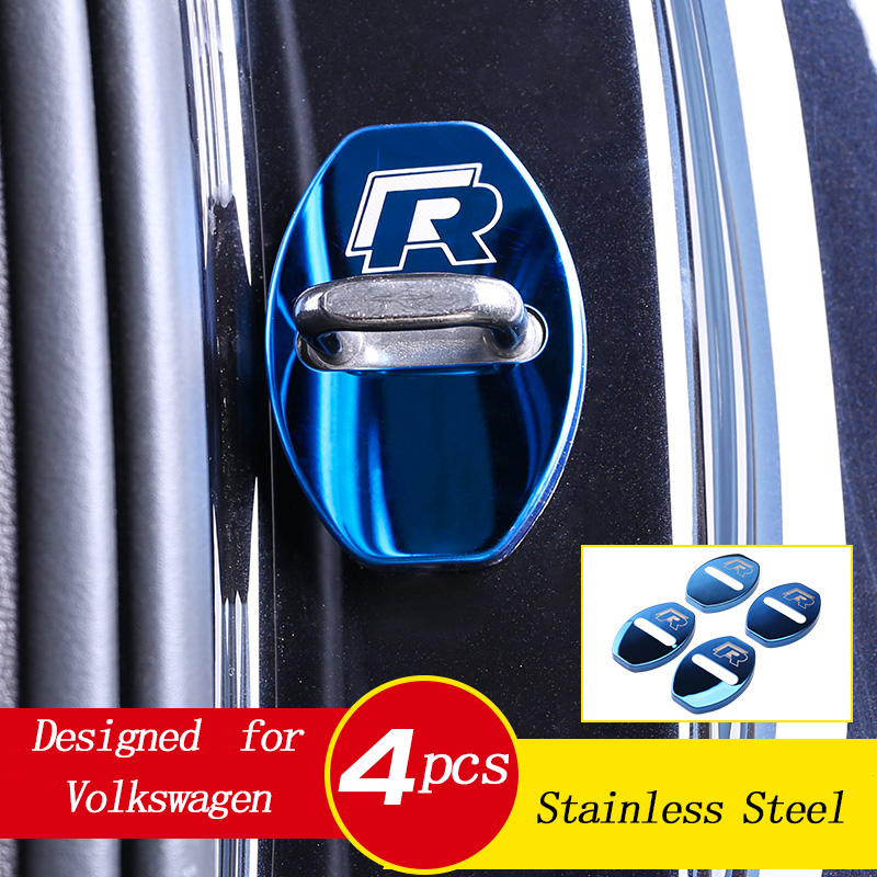 4pcs Cover Pelindung Kunci Pintu Mobil Bahan Stainless Steel Untuk Volkswagen Polo Jetta Golf Mk6 Passat b7 Beetle