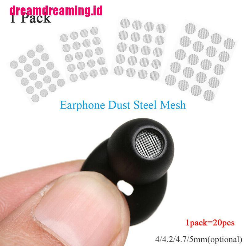 20pcs / set Aksesoris Earphone Bahan Mesh Baja Anti Debu Ukuran 4mm / 4.2mm / 4.7mm / 5mm