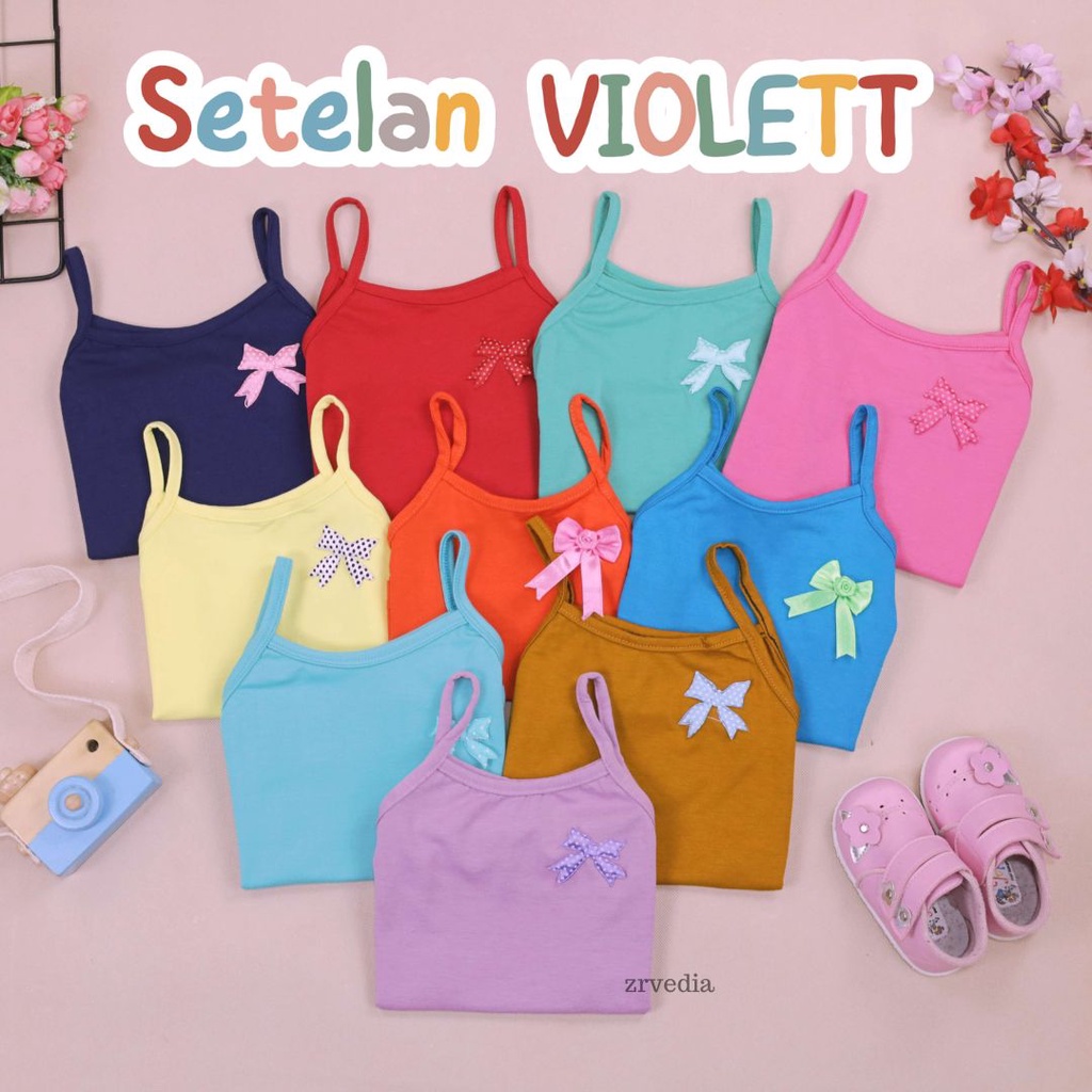 Setelan Violett uk 5-6 Tahun / Baju Anak Perempuan Baby Kaos Tanktop Celana Panjang Legging Polos