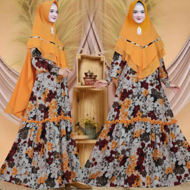 Humaira99 Gamis syari jumbo bunga2 syari Miranda-M