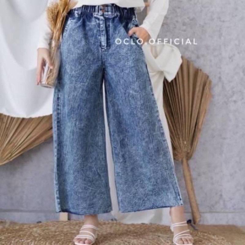 Celana Kulot Haigh Waist Jeans Wanita Premium RK