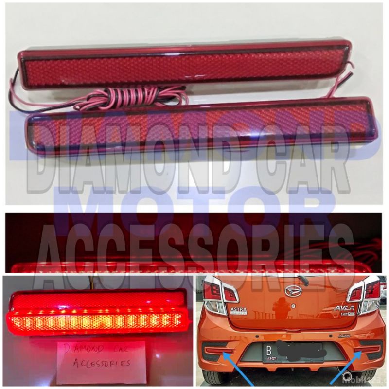 New Agya Ayla 2017 Mata Kucing Reflektor Lampu LED Bemper Belakang