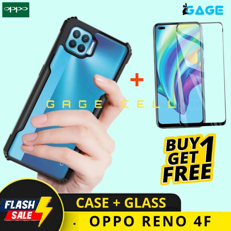 FREE ✅ TEMPERED GLASS FULL OPPO RENO 4F - HARDCASE SOFTCASE CASE FUZE ARMOR OPPO RENO4 F SILIKON