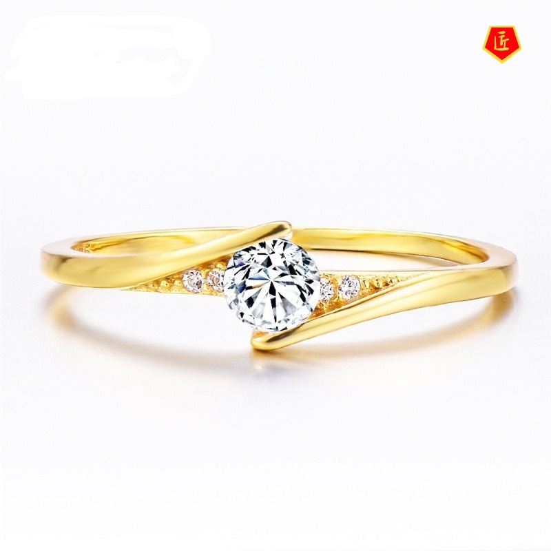 [Ready Stock]Women's Simple Moissanite Gold Ring