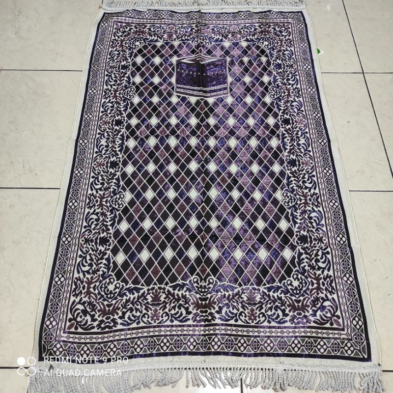 sajadah murah turky chenil rumbai tambang khusus motif kabah dan mesjid khusus warna putih bahan tebal