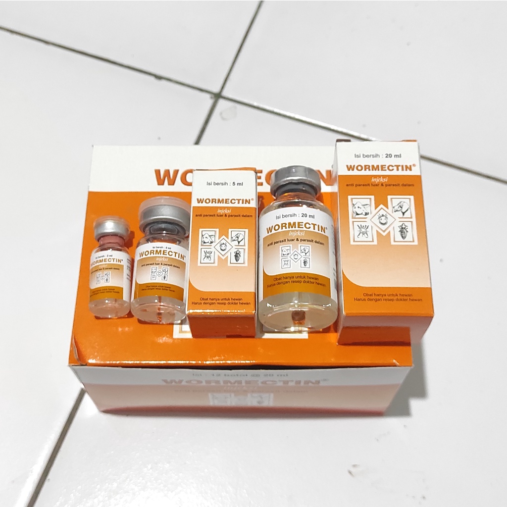 WORMECTIN 2ml 5ml 20ml - Obat Jamur Parasit Cacing Scabies Kucing Anjing Kelinci Sapi kambing Domba