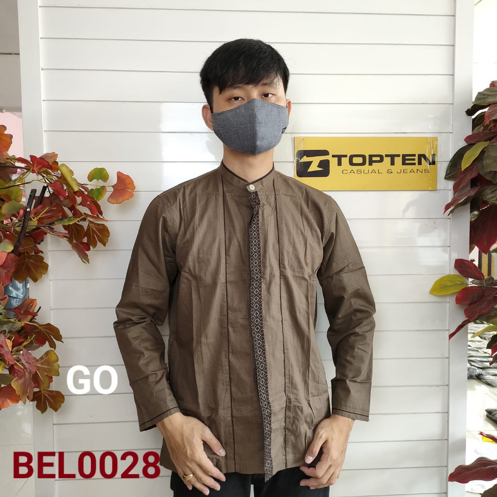 bego BIHALAL/TOPTEN KEMEJA KOKO TAQWA Atasan Muslim Katun Lengan Panjang Pakaian Pria Murah