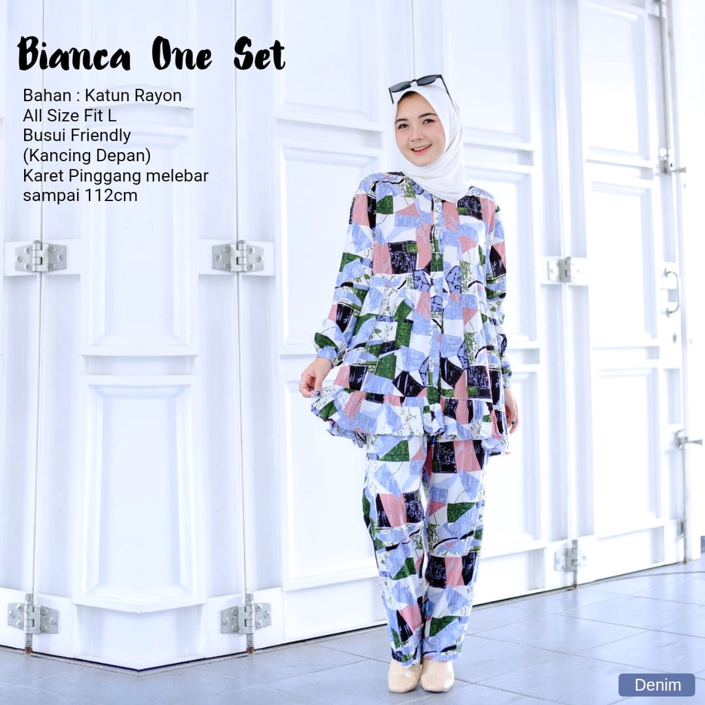 Piyama Dewasa - One Set Kekinian - Setelan Wanita Abstrak - Bianca One Set - One Set Katun Rayon