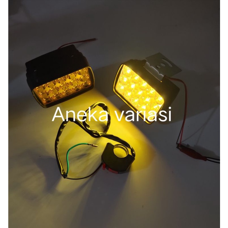 paket lampu kuning lampu tembak kabut 2pcs 15 titik + saklar on/off stang cahaya kuning