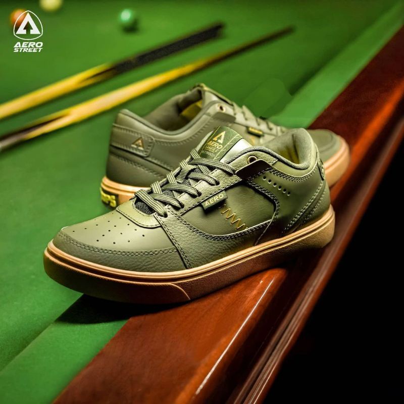 Aerostreet 37-43 Hoops low Gum sepatu hijau olive sneakers casual pria wanita sekolah medan