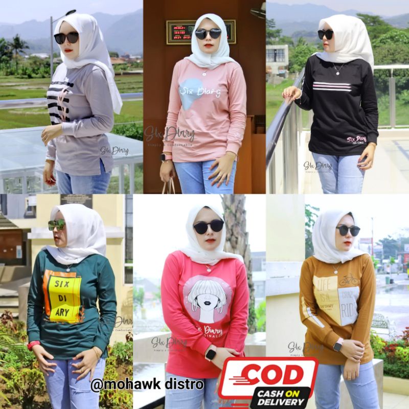 ATASAN WANITA KEKINIAN | KAOS TANGAN PANJANG WANITA TERBARU ORIGINAL SIX DIARY | STYLE ZOLAQU