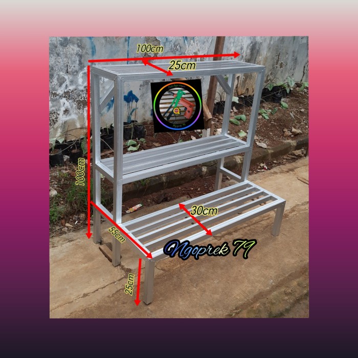 Rak Tanaman - Rak Pot Tanaman/Bunga Baja Ringan Terbaru 2 Tangga 3 Susun Berkualitas