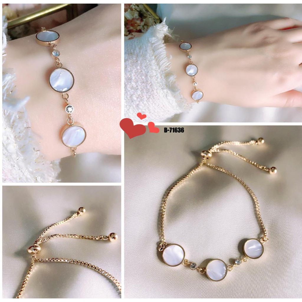 COD! gelang titanium anti karat/ gelang tangan wanita white round / gelang bulat import