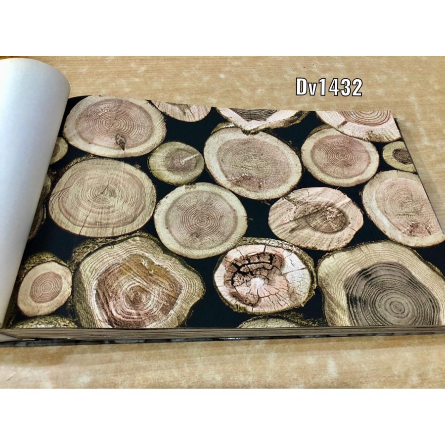 WALLPAPER DINDING MOTIF POTONGAN KAYU POHON BULAT MINIMALIS Rock