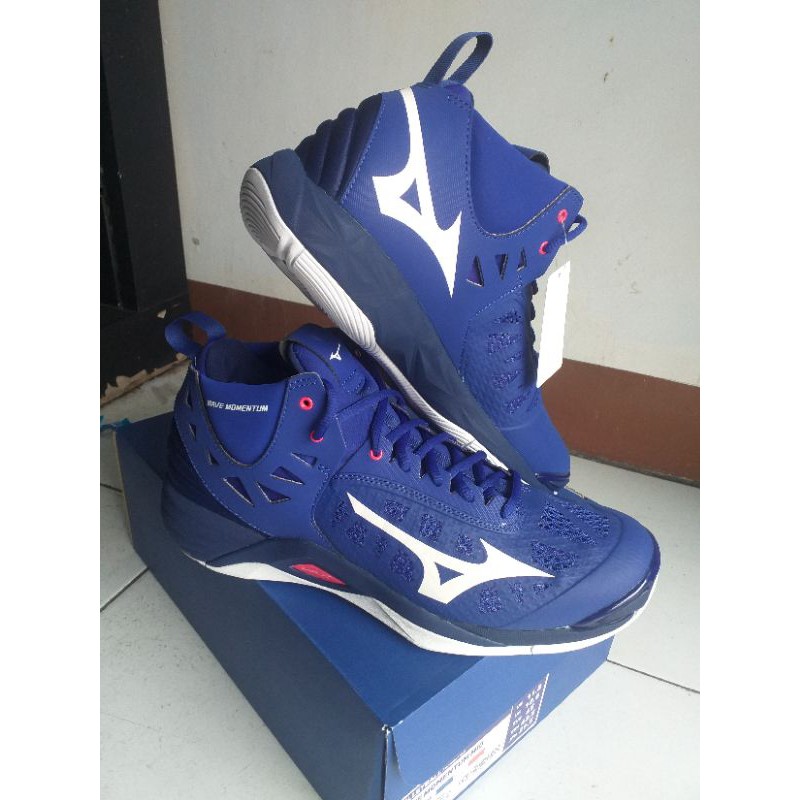 Sepatu mizuno wave momentum mid blue reflex original