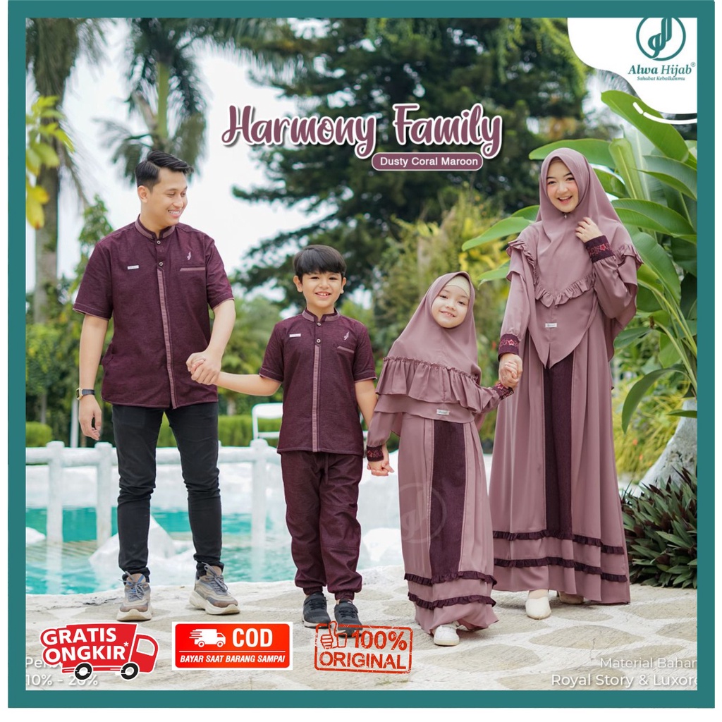 ALWA HIJAB HARMONY DUSTY CORAL MAROON // SARIMBIT KELUARGA MUSLIM // READY STOCK & SIAP KIRIM