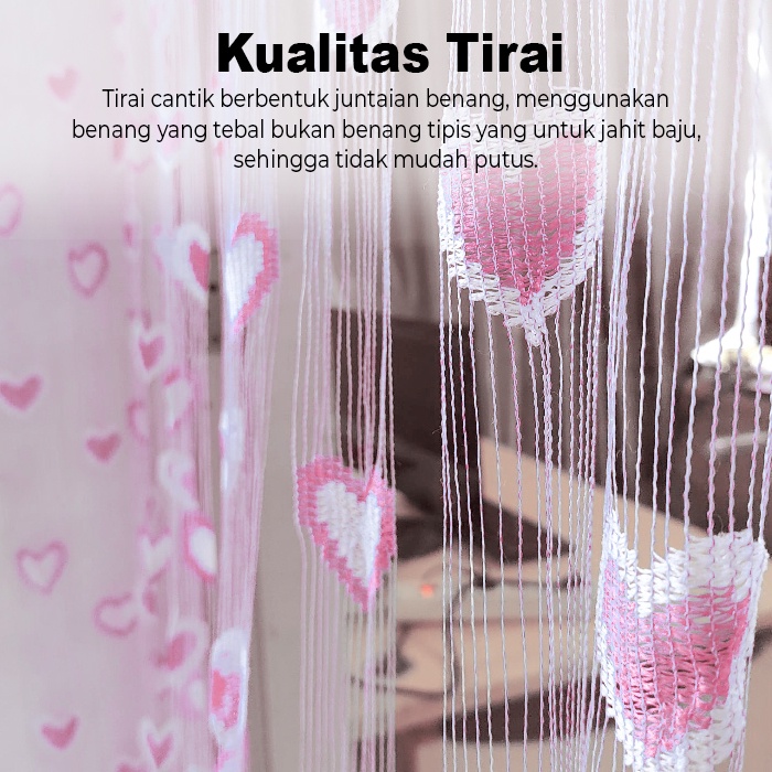 Gorden Tirai Benang Motif Love Ukuran 100x200cm Bahan Polyester Premium Dekorasi Pintu Rumah Ruang Tamu Kamar Tidur Warna Warni Terbaru Import - Q1-1 - 88_Blanket Store