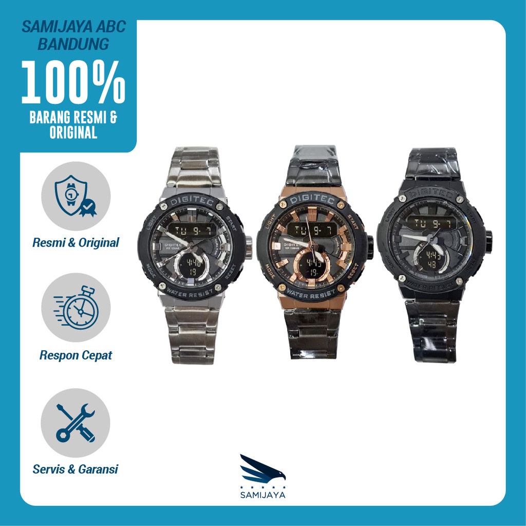Jam Tangan Pria Digital Digitec DG 3111 Hitam Silver Original Resmi