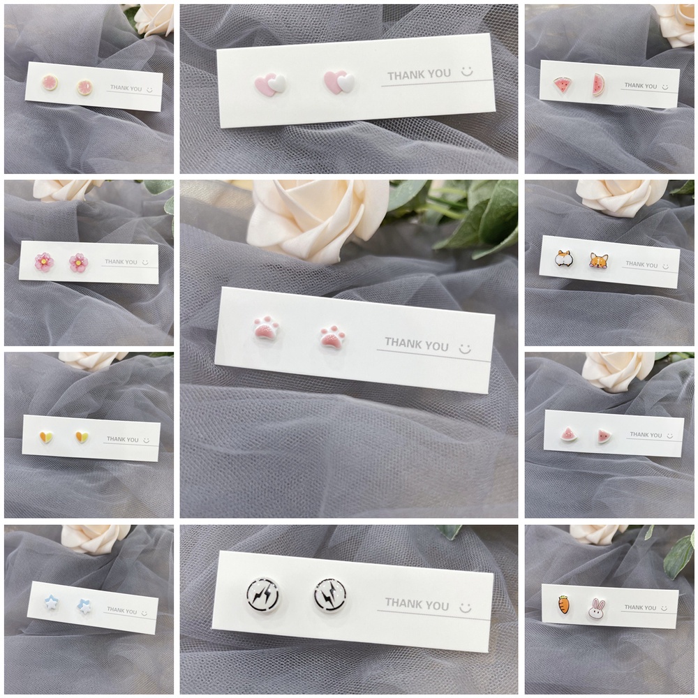 S925 Silver Needle Ceramic Earring Combination Exquisite Small Cute Simple Girl Student Earrings Wholesale 2021