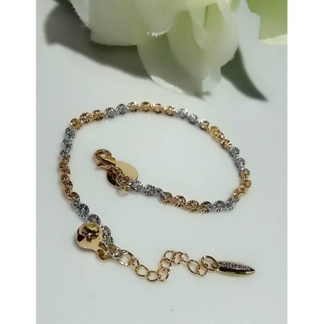 Gelang kaki 2warna lapis emas 22k