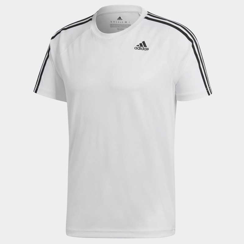 Pakaian  Training Adidas  D2M 3 Stripes Tee  White Original 