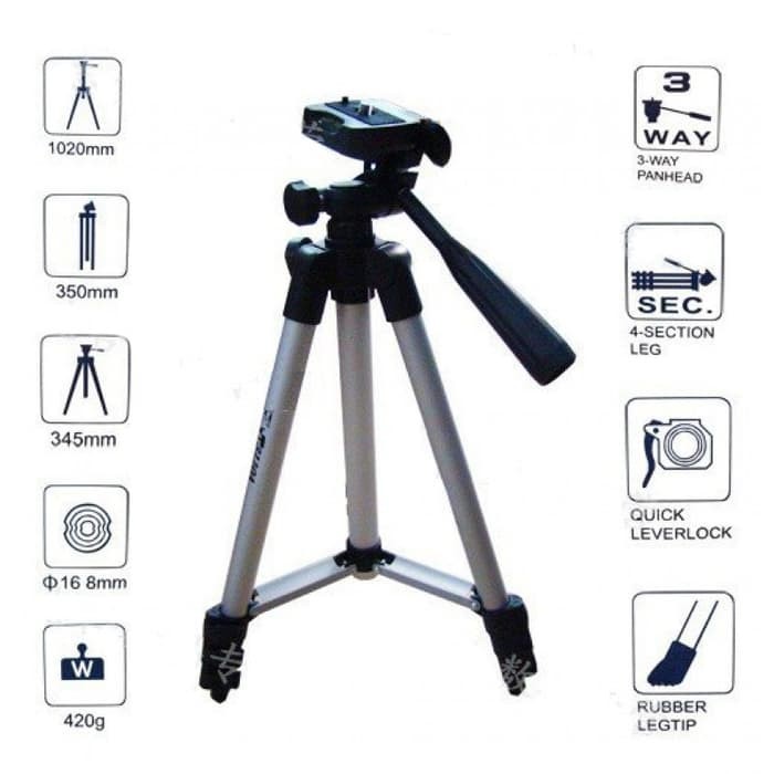 Portable Tripod Weifeng Stand 4 Section Aluminum Legs WT-3110A