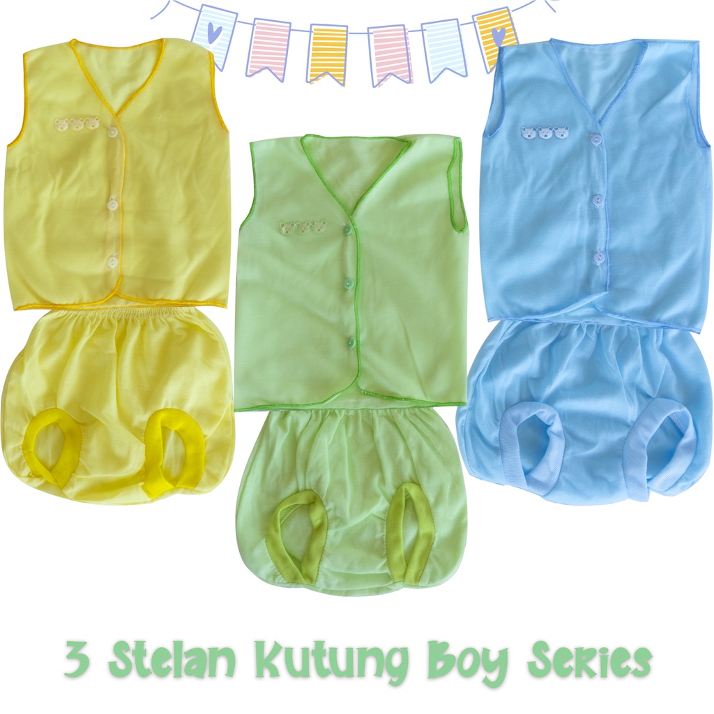 3Set Setelan baju bayi harian Newborn polos laki laki perempuan Baju bayi Panjang Baju bayi Pendek Baju bayi Kutung Panda Bagus Paket Hemat dan Murah