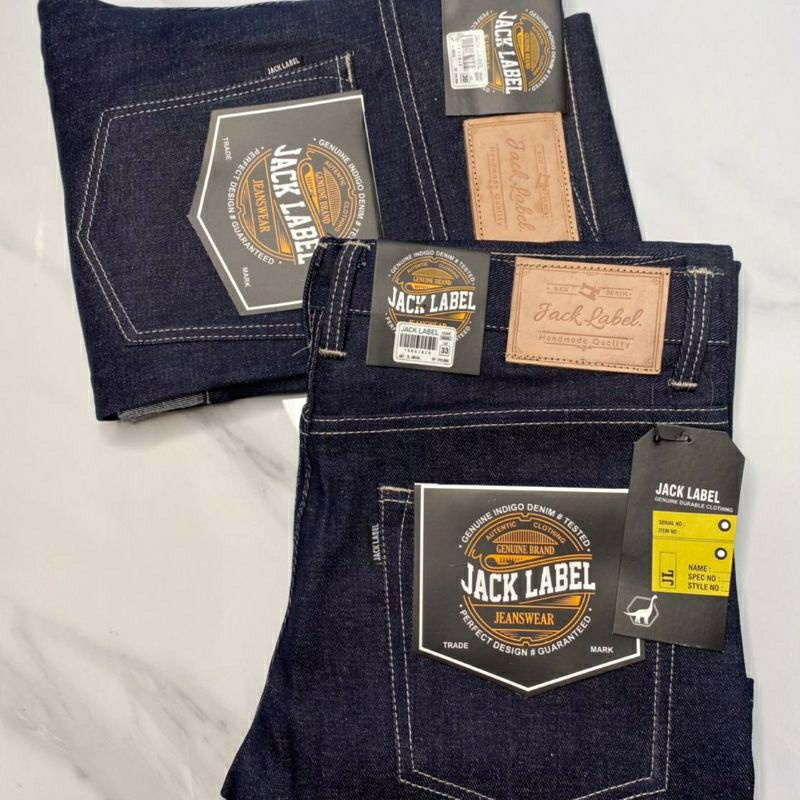 JACK LABEL - denim raw jeans 15 oz pecinta jeans terbaru asli original non street tidak melar kaku Selvedge Jeans Pria