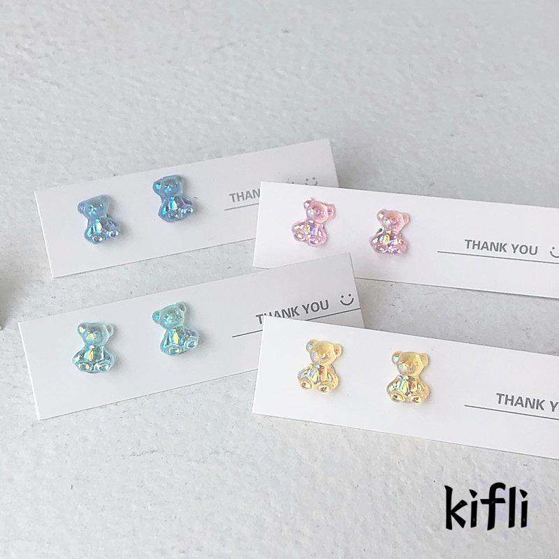 Anting Stud,Mini Bentuk Beruang Warna-Warni,Bahan Akrilik,Untuk Wanita