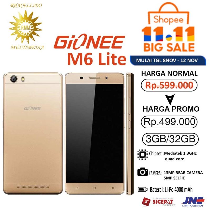 GIONEE P7 MAX / M6 LITE 3GB/32GB 2GB/32GB NEW GARANSI 1 TAHUN