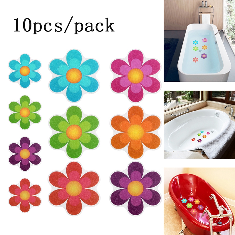 10pcs / set Stiker Anti slip Bentuk Kartun Hewan Laut Warna-Warni Untuk Bathtub / Kamar Mandi