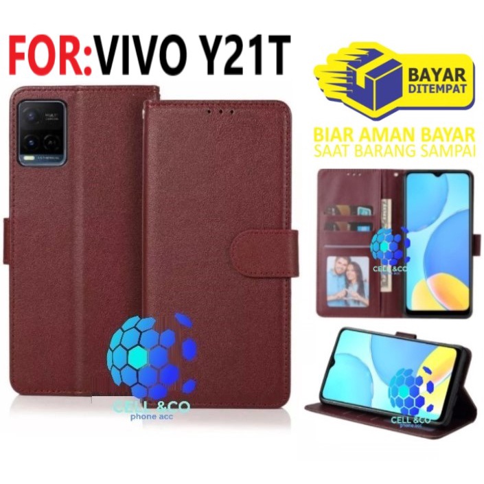 NEW VIVO Y21T CASE FLIP LEATHER WALLET PREMIUM FLIP CASE BUKA TUTUP KESING HP CASING FLIP CASE WALLET VIVO Y21T