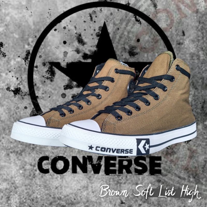 Sepatu sneakers converse pria casual boots tinggi sekolah kerja hitam