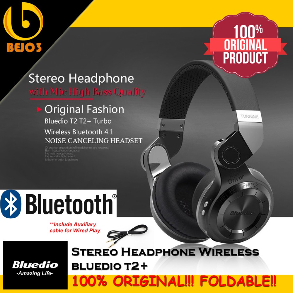 *Terkeren* Foldable Bluetooth Stereo Headphone Bluedio T2+ Turbine Hurricane