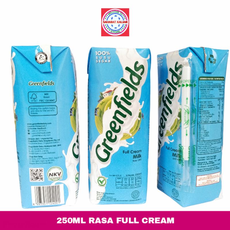 Greenfields 250ml Full Cream 1 Karton Isi 32pcs