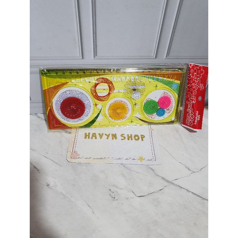 garisan rotary bunga/pattern ruler design/spirograph geometrik ruler/penggaris rotari-Kuning
