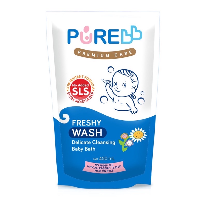 Pure Baby Wash Freshy &amp; Fruity 450ml - sabun mandi