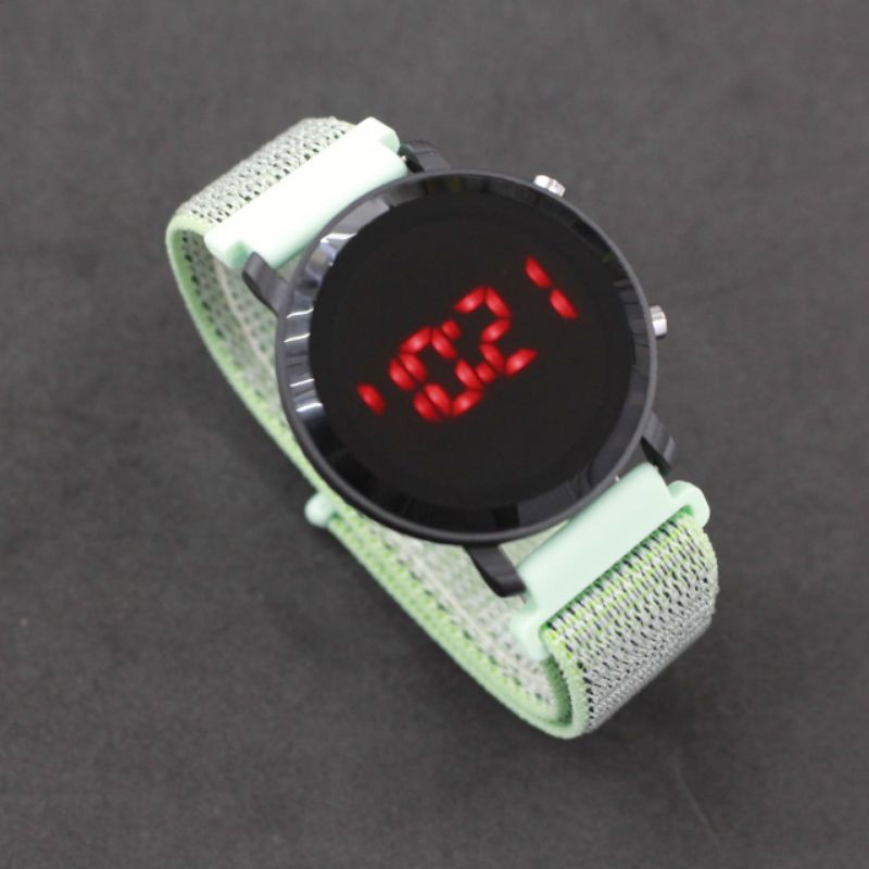 Jam Led kanvas bulat free gift box-Hj Muda KNV BLT HTM