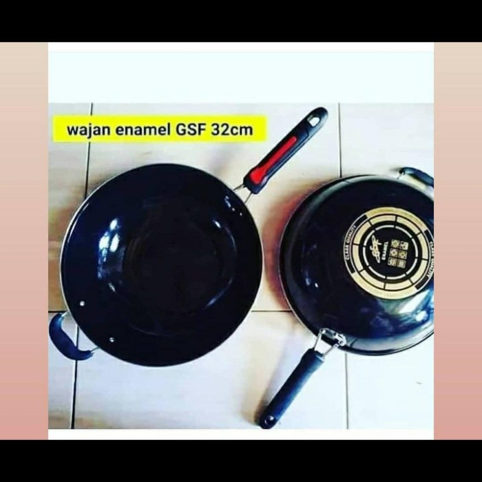 wajan gagang enamel gsf 32 cm / wajan gagang enamel / wajan enamel gsf / wajan gagang anti lengket /
