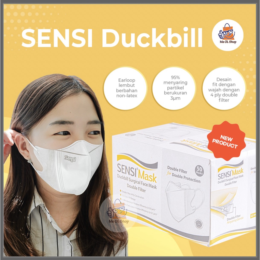 MASKER SENSI DUCKBILL ISI 50 PCS 4PLY ORIGINAL EMBOSS TERBARU