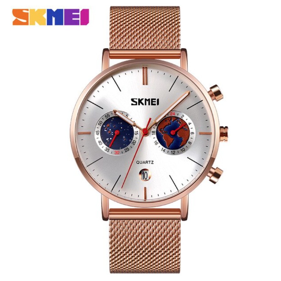 Jam Tangan SKMEI 9231 Curved Glass Quartz Watch Men 24 Hour Minute Date Dial Mens Wristwatches