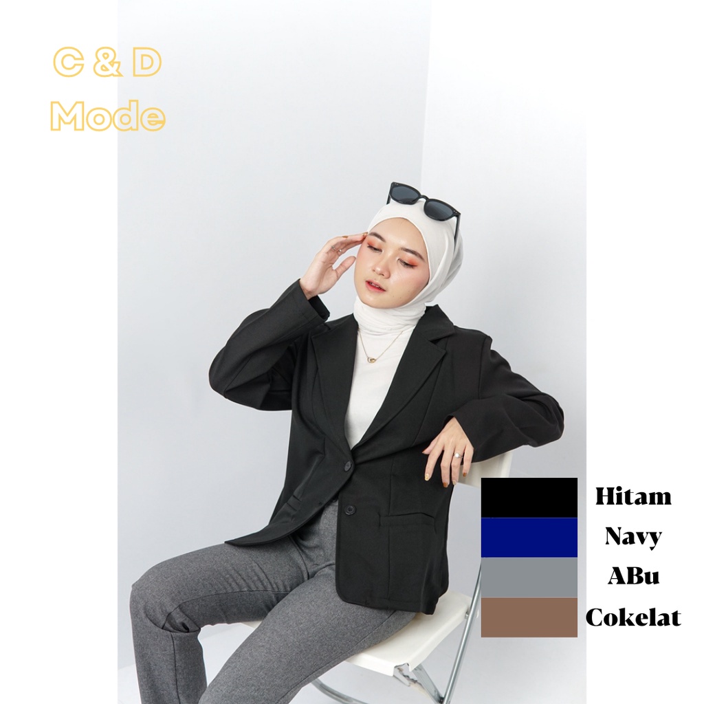 Jas Wanita Hitam / Blazer Wanita Formal / Blazer Kerja Wanita / Blazer Hitam Wanita / Blazer Biru Wa