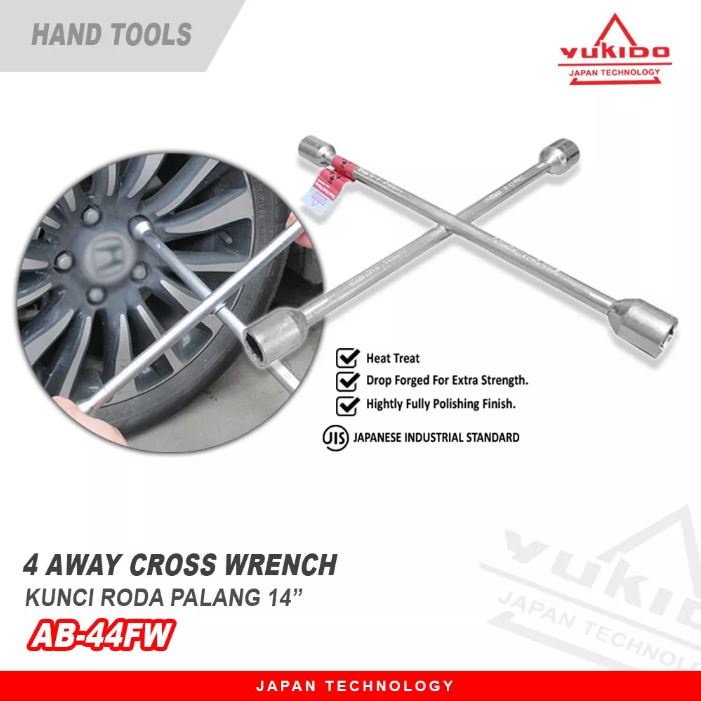 PROMO!!Kunci Roda Palang Kunci Shock Mata Sok SET 4 Way Cross Wrench 14 (17x19x21x23mm) / Kunci Roda Mobil Palang YUKIDO TERMURAH