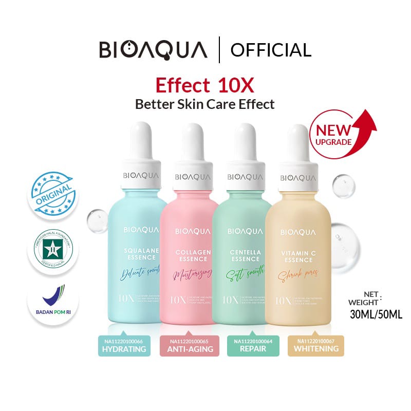 [BPOM] BIOAQUA 10X Effect Pemutih Wajah Moisturizing Essence Repair / Anti Aging / Vitamin C Whitening Serum 30ml / 50ml