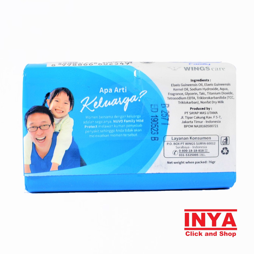 NUVO FAMILY MILD PROTECT ANTIBACTERIAL SOAP 76gr - Sabun Batang