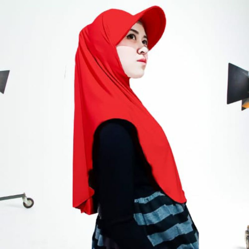 Hijab Topi Instan Sport Long Hijab Topi Polos Cocok Untuk Berolahraga Wanita Muslim Trendy-3