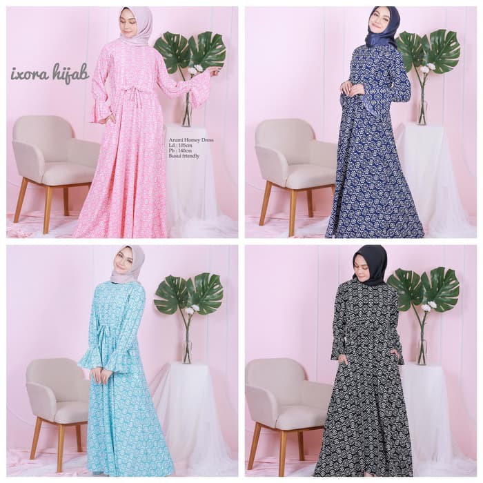 br Baju gamis terbaru busui long dress arumi homey ixora