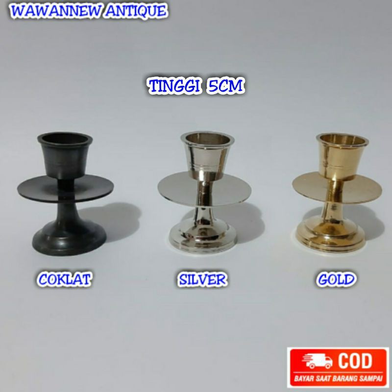 TERMURAH Tempat Lilin Aromaterapi Polos Kuningan Antik 5cm / Candle Holder