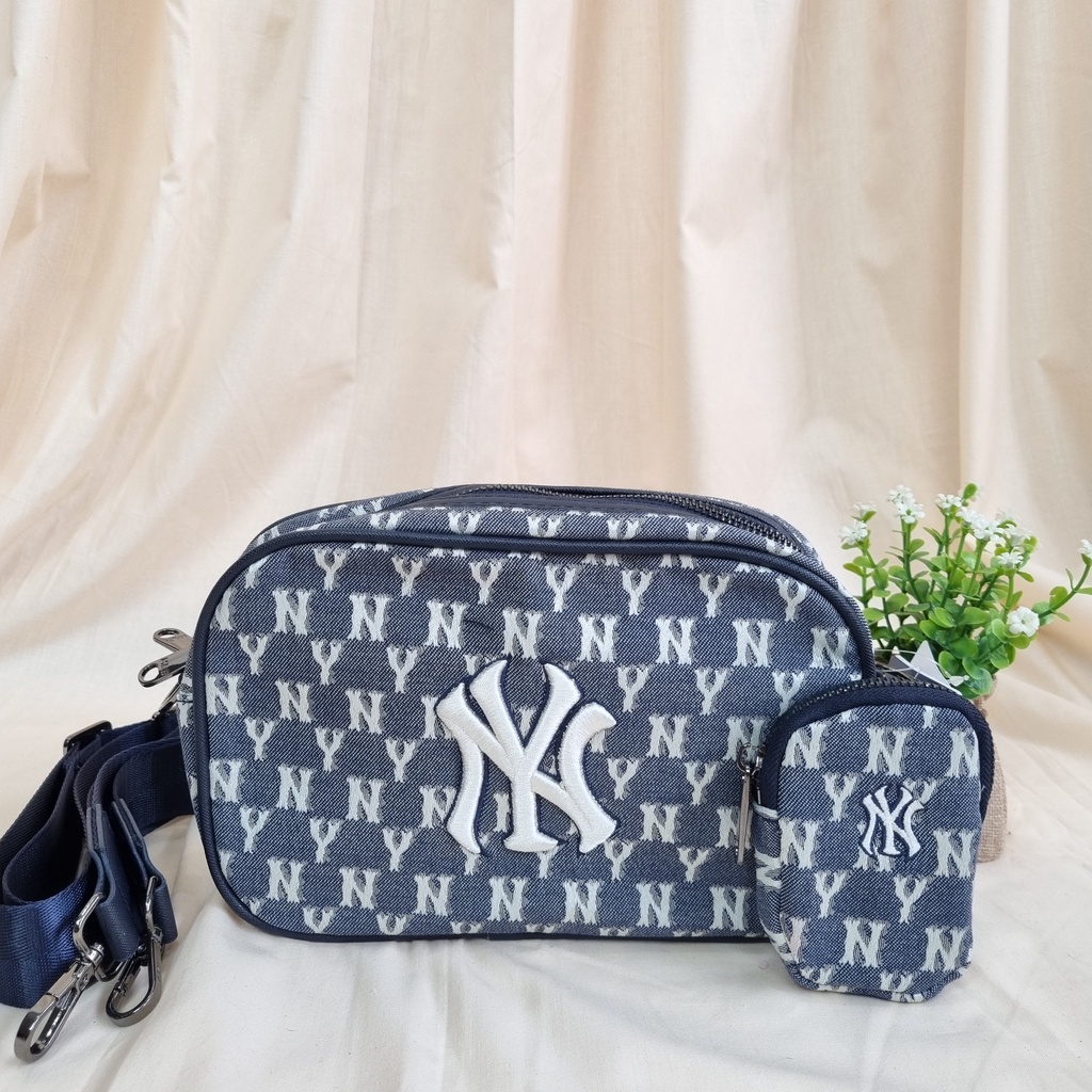 TAS MLB WANITA SLING BAG JACQUARD MONOGRAM CROSS BAG